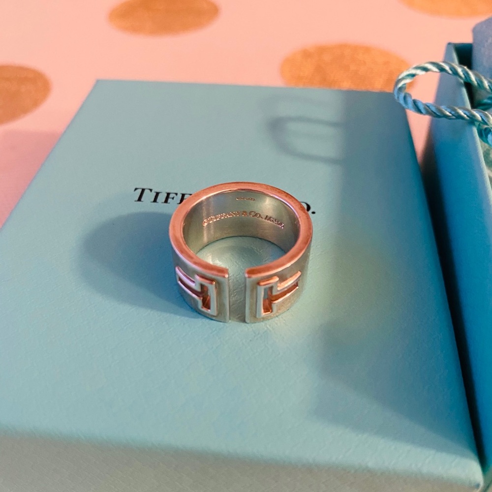 Tiffany Silver T Cutout Ring, size 6